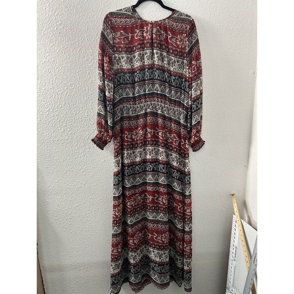 H&M Conscious Long Chiffon Maxi Dress Long Sleeve Size 14 Cottagecore Prairie